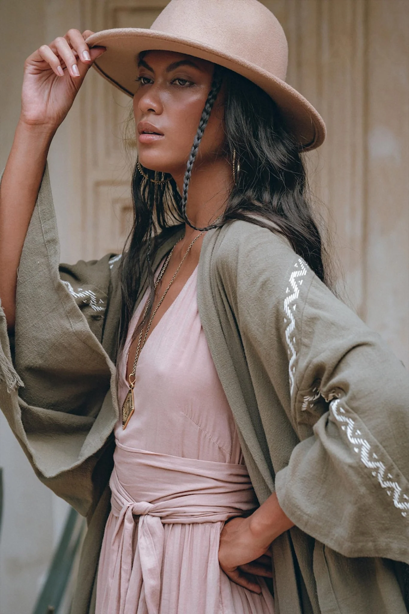 Sage Colour Organic Cotton Poncho Cape • Bohemian Cardigan Women - Image 9