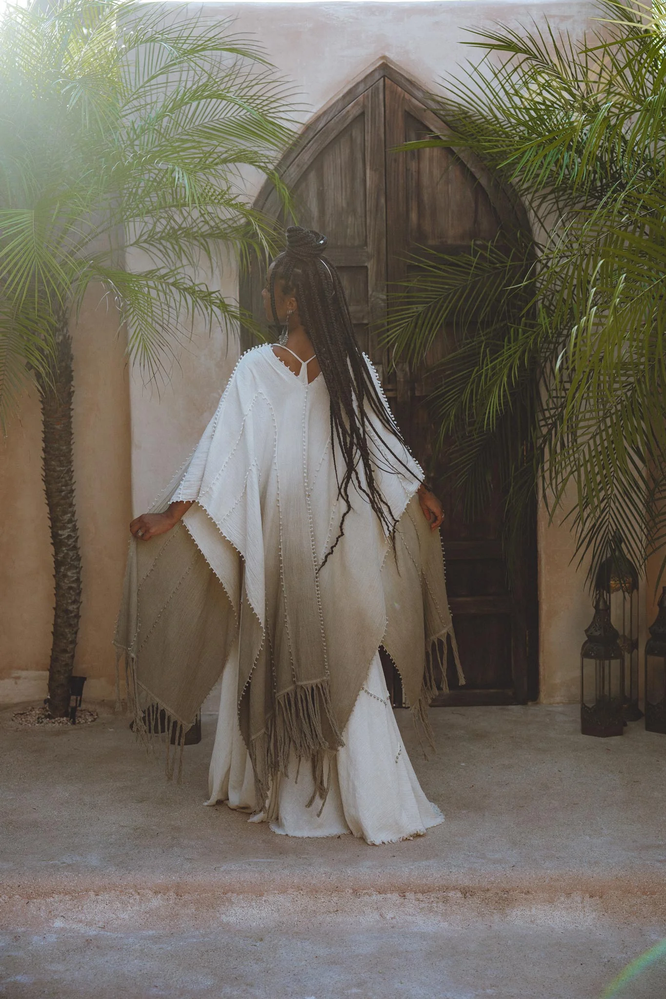 Ombre Sage Green Shawl • Organic Shawl with Handmade Tassels - Image 5