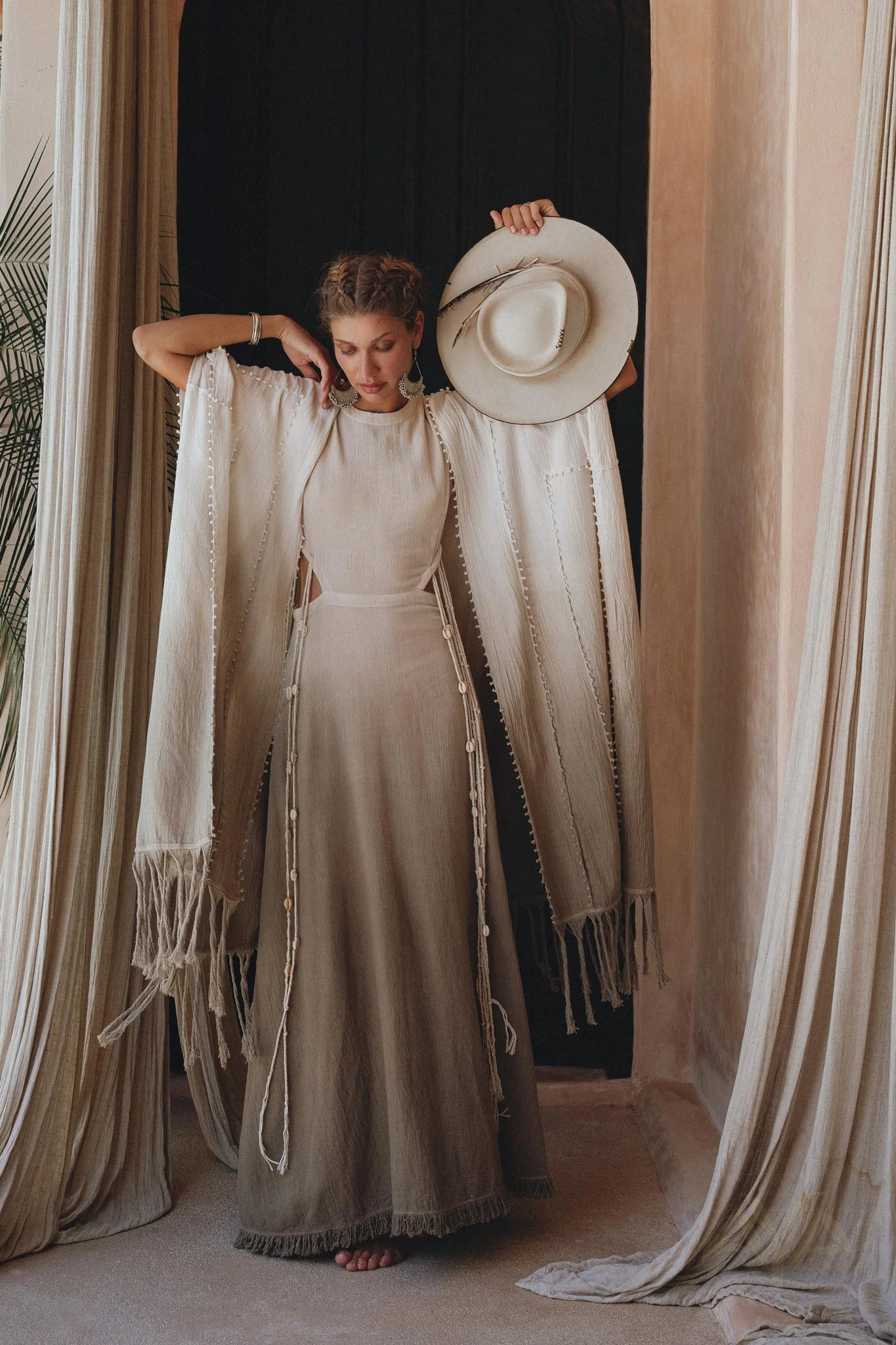 Ombre Sage Green Shawl • Organic Shawl with Handmade Tassels - Image 8