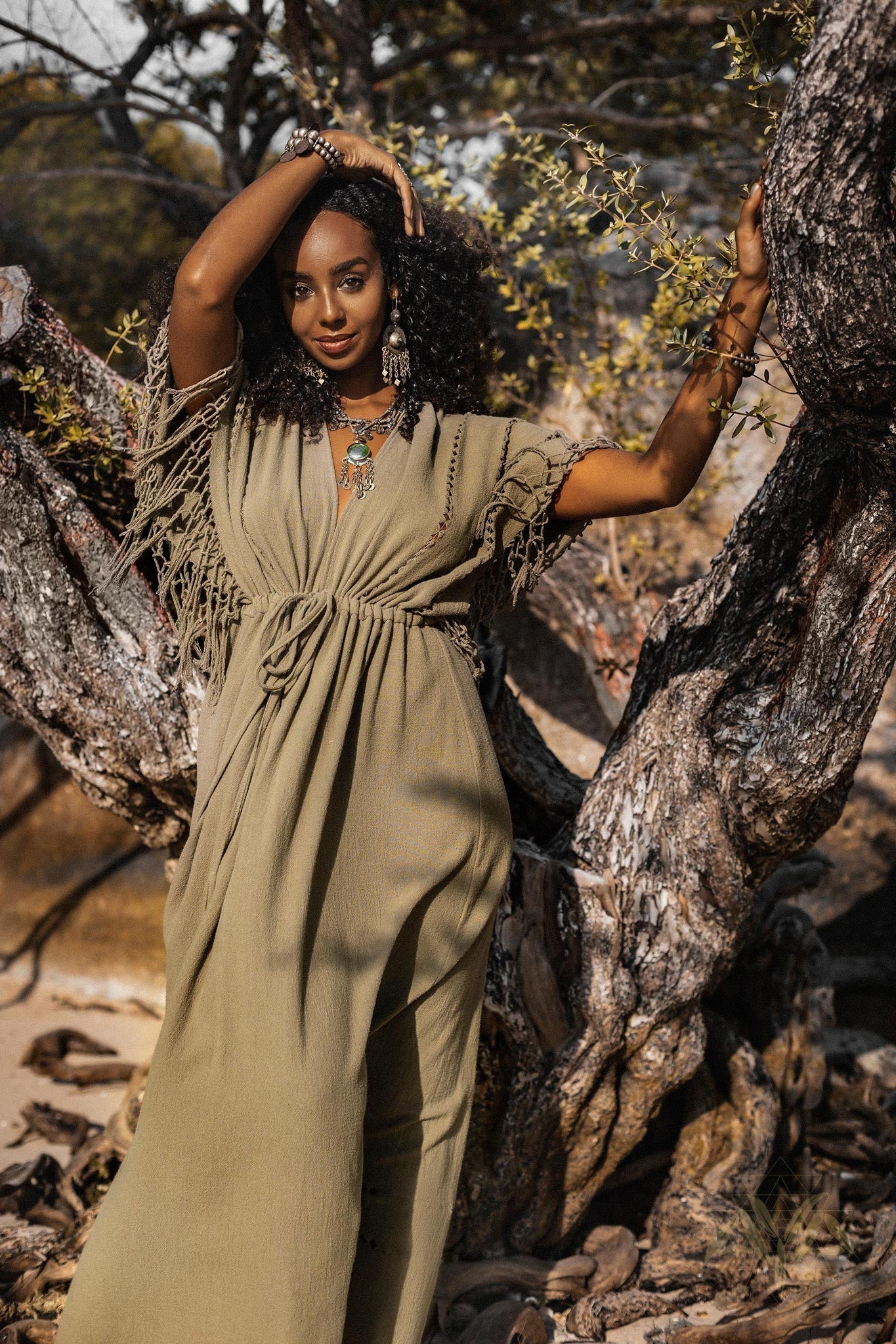 Sage Green Boho Dress • Plus Size Dress for Women • Kaftan Maxi Dress - Image 7