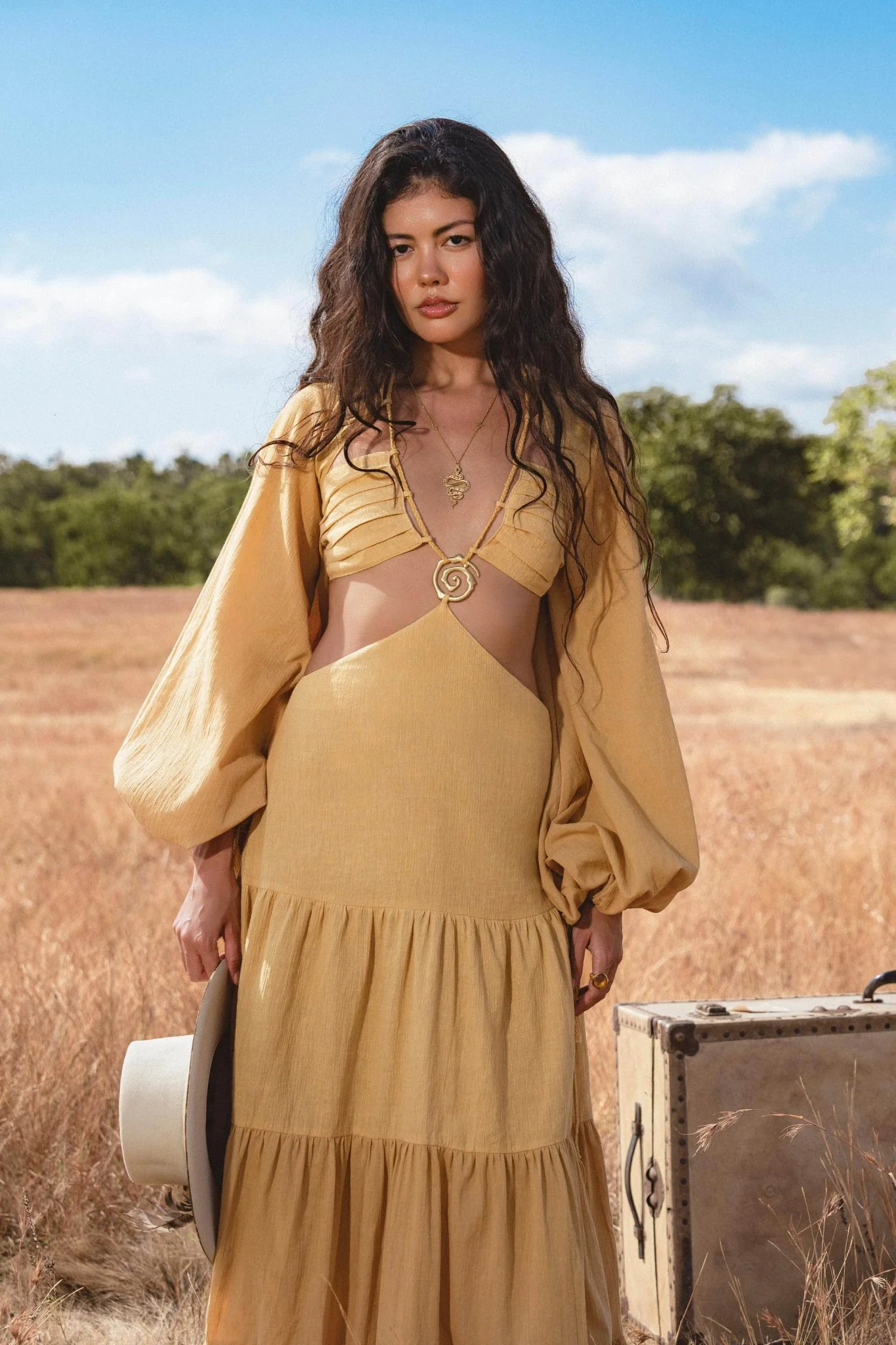 Samudra Dress in Saffron Gold Colour – Organic Backless Boho Maxi Dress - Image 7