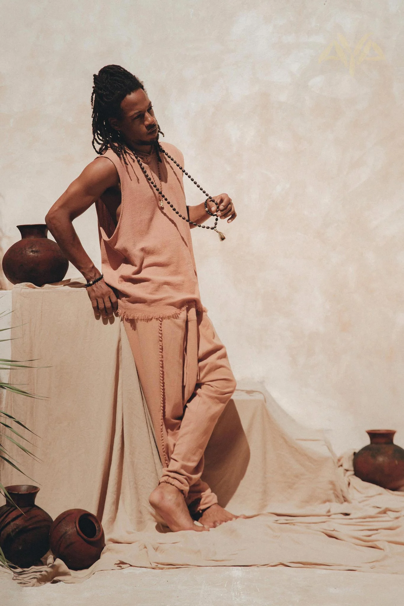 Sandalwood Colour Handwoven Cotton Sleeveless Hoody for Men - Image 10