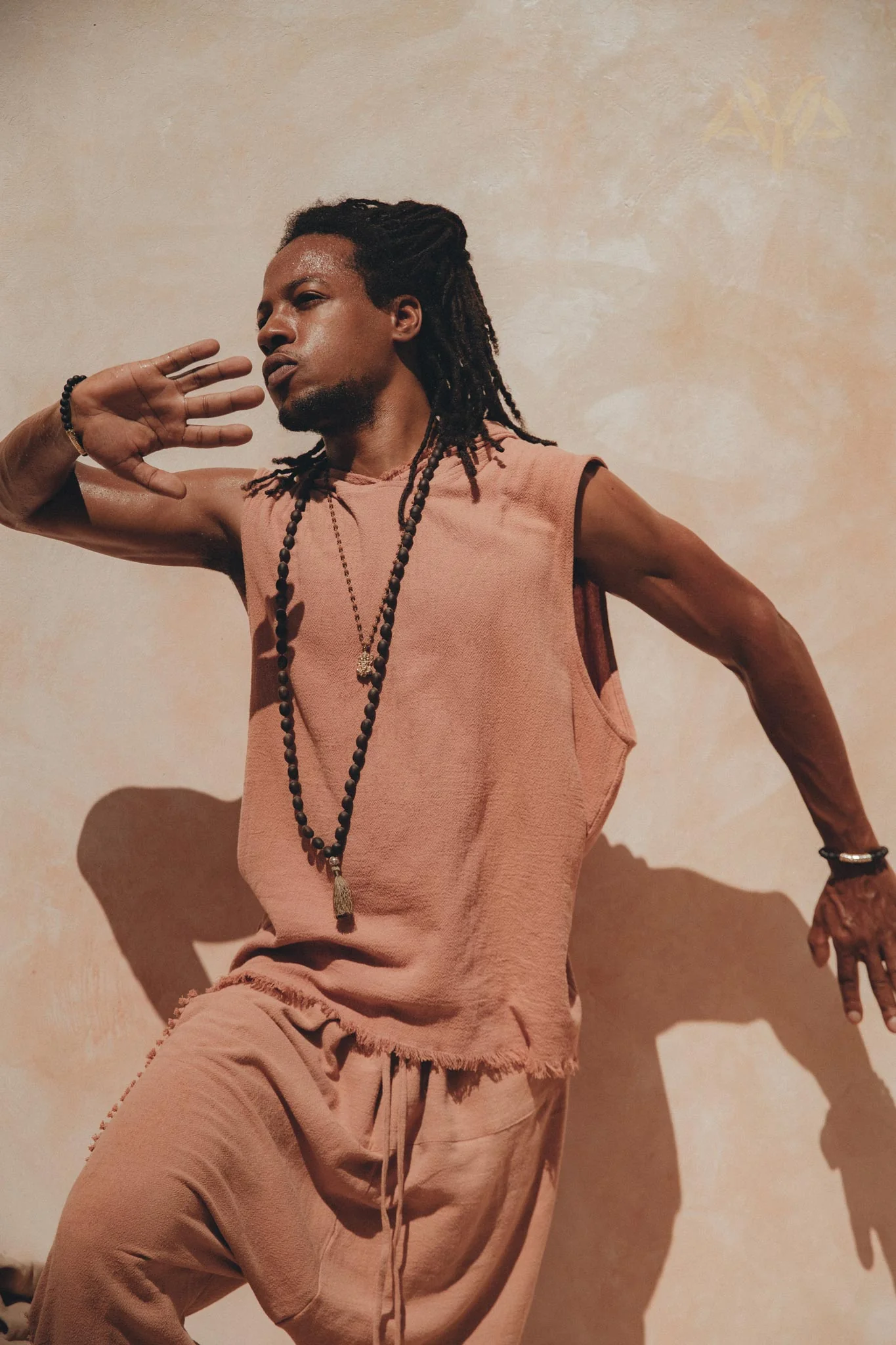 Sandalwood Colour Handwoven Cotton Sleeveless Hoody for Men - Image 2