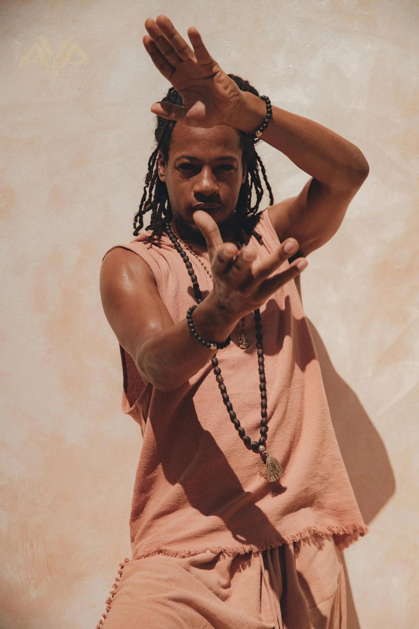 Sandalwood Colour Handwoven Cotton Sleeveless Hoody for Men - Image 3