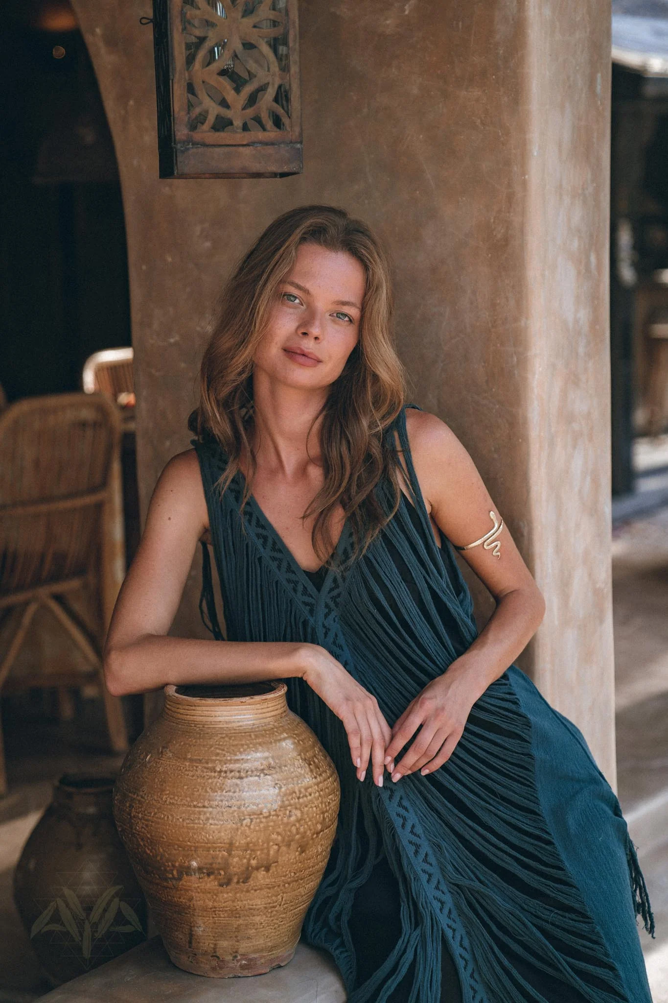 Airy Dress • Navy Blue Long Maxi Dress • Tribal Raw Cotton Cover-up - Image 3