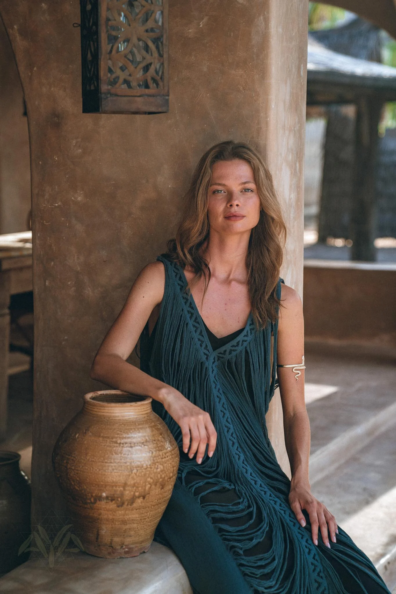 Airy Dress • Navy Blue Long Maxi Dress • Tribal Raw Cotton Cover-up - Image 4