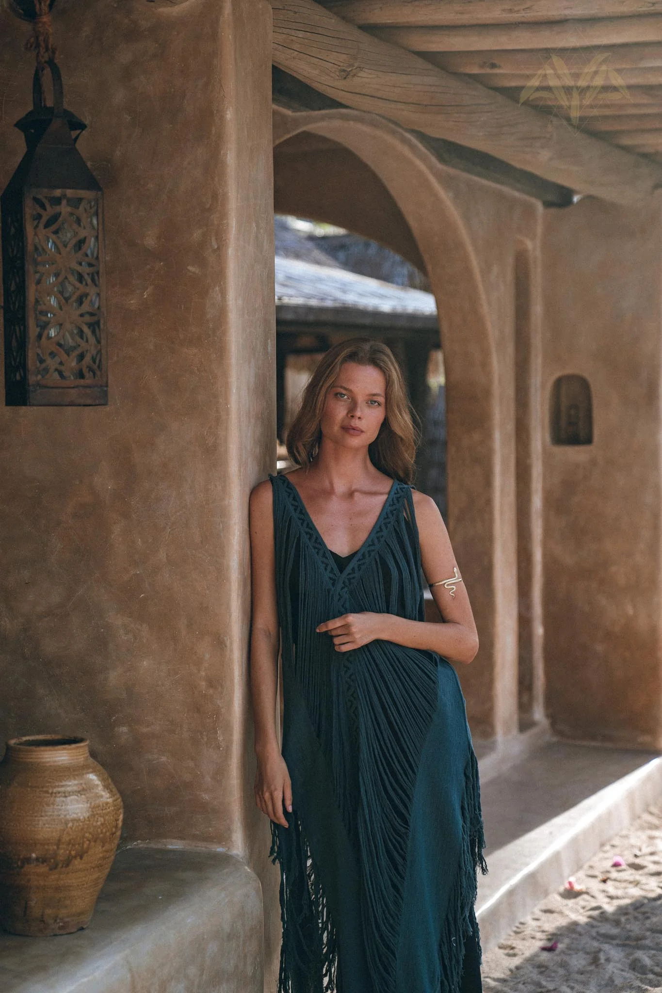 Airy Dress • Navy Blue Long Maxi Dress • Tribal Raw Cotton Cover-up - Image 5