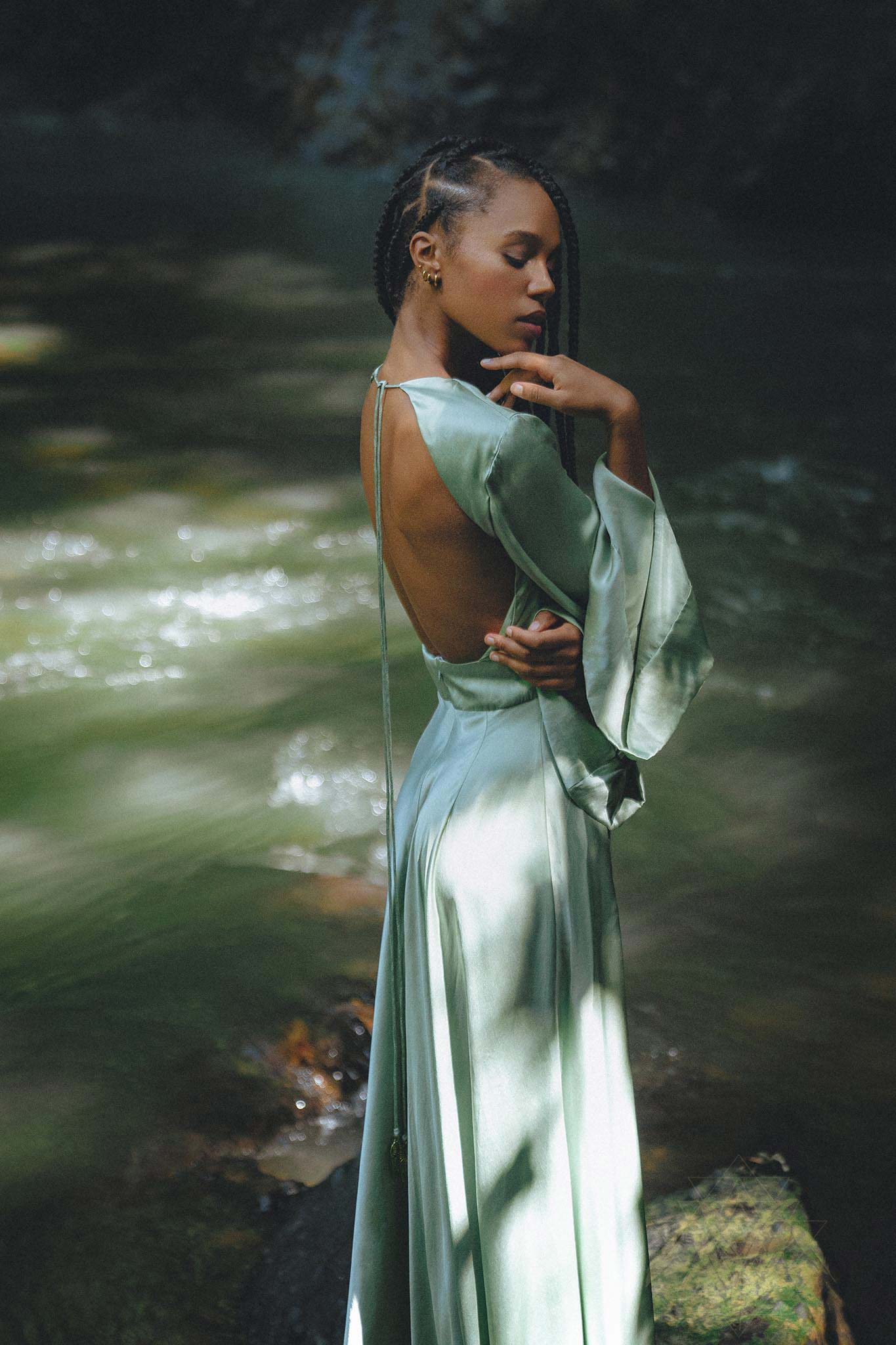 Aquamarine Sundari Goddess Silk Gown • Bridesmaid Wedding Dress • Bohemian Silk Maxi Dress - Image 2