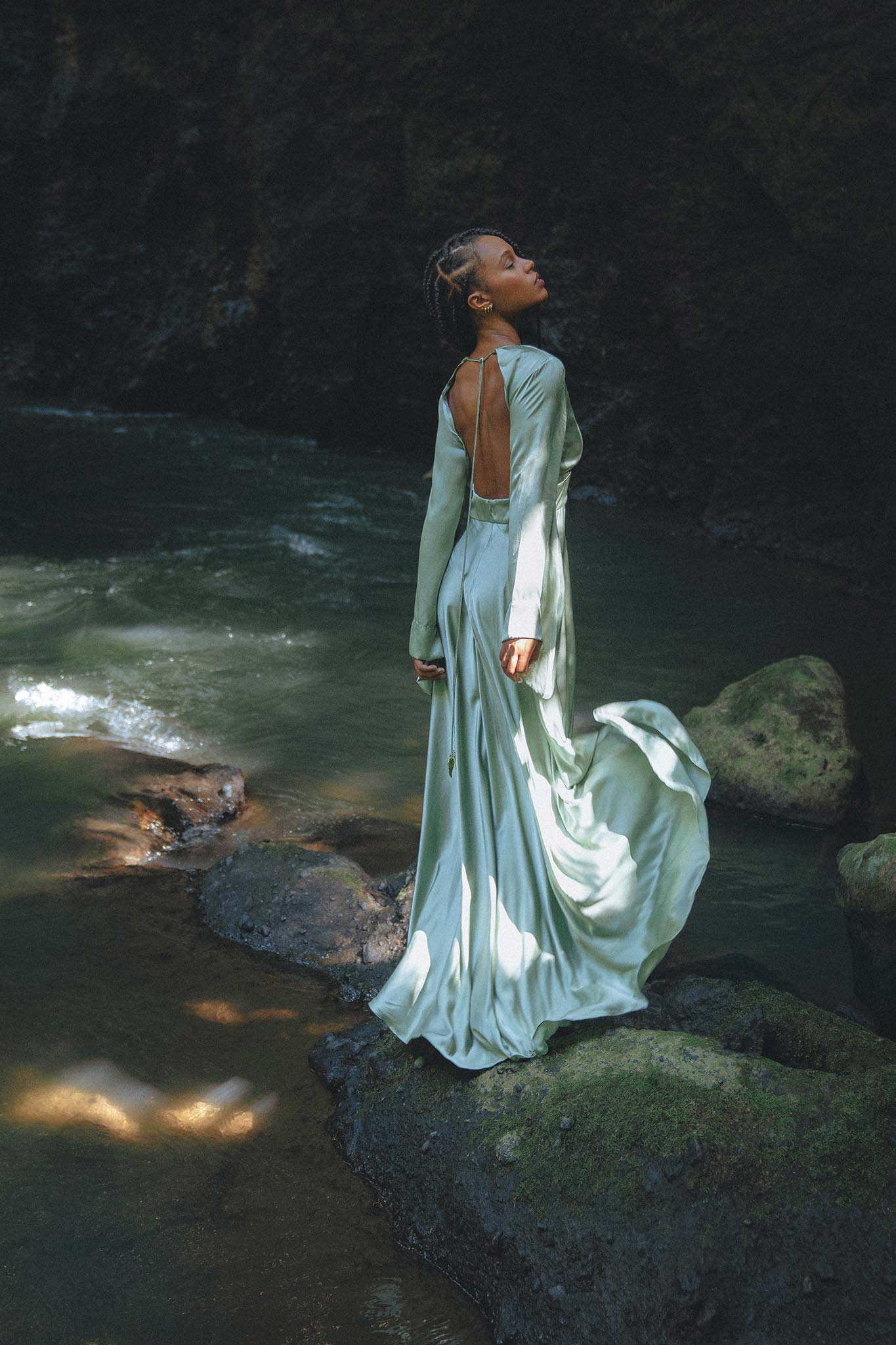 Aquamarine Sundari Goddess Silk Gown • Bridesmaid Wedding Dress • Bohemian Silk Maxi Dress - Image 6