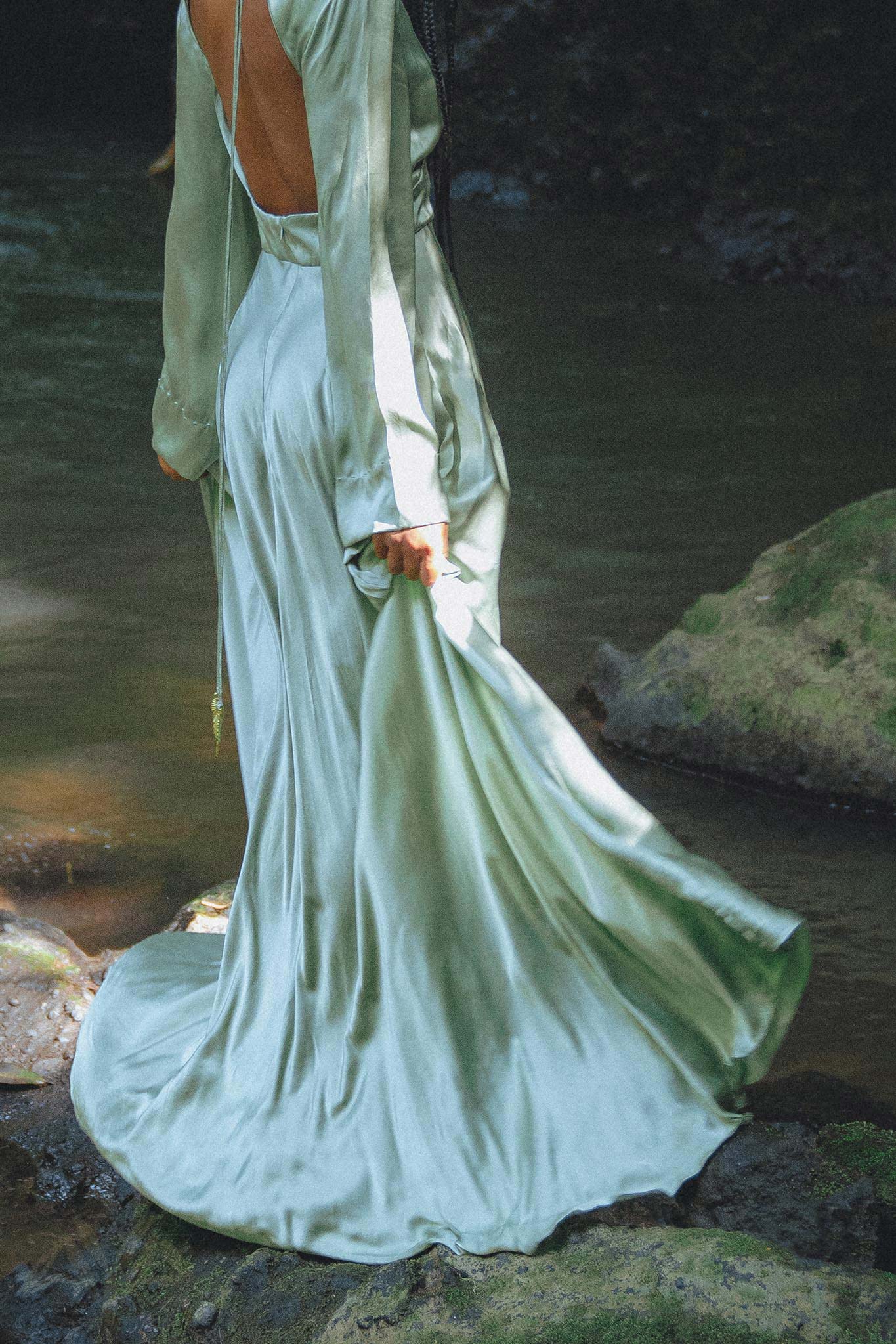 Aquamarine Sundari Goddess Silk Gown • Bridesmaid Wedding Dress • Bohemian Silk Maxi Dress - Image 7