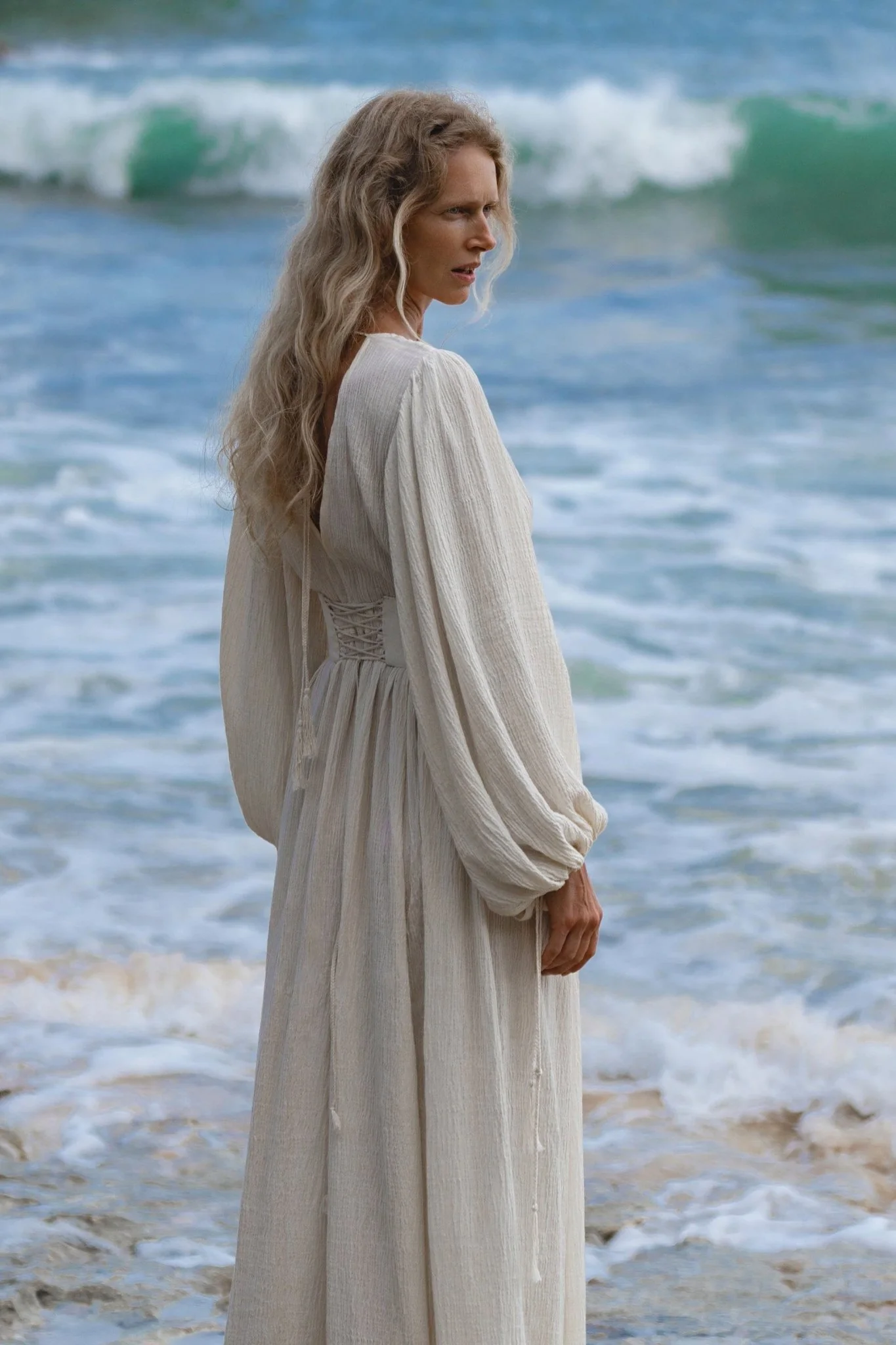Tatva Dress Ivory Colour – Sustainable Bohemian Dress - Image 3