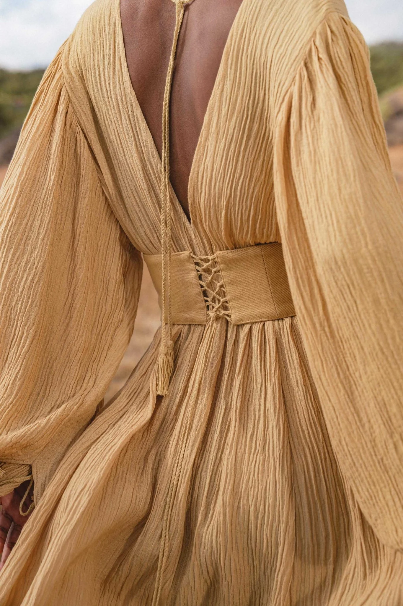 Tatva Dress Saffron Gold Colour – Organic Goddess Dresses - Image 9