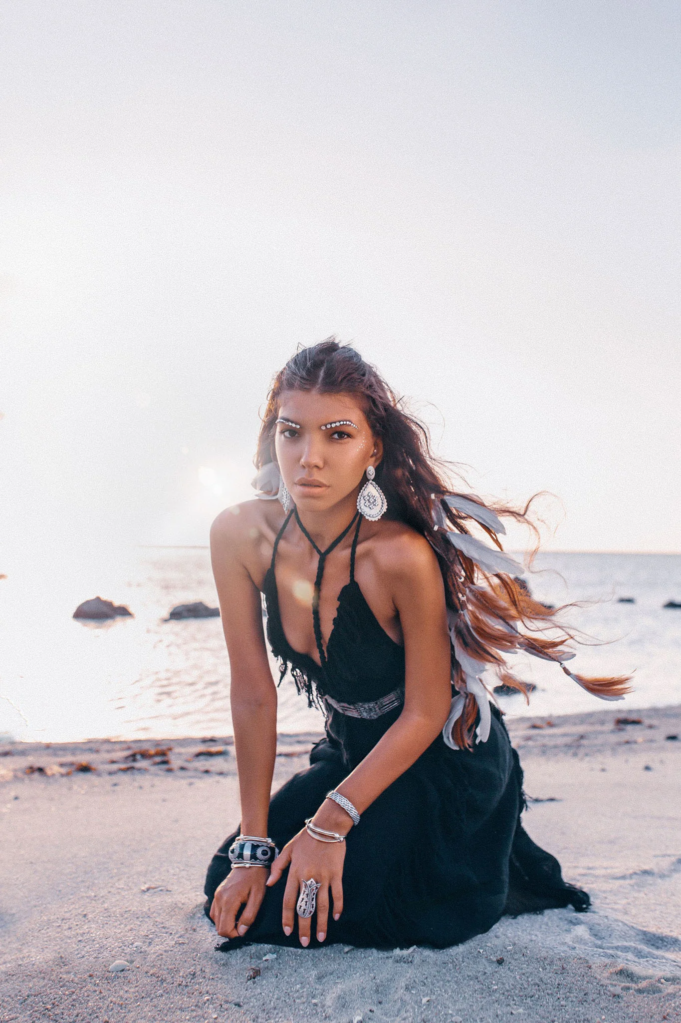Timeless Black Raw Cotton Fringe Goddess Dress - Image 7