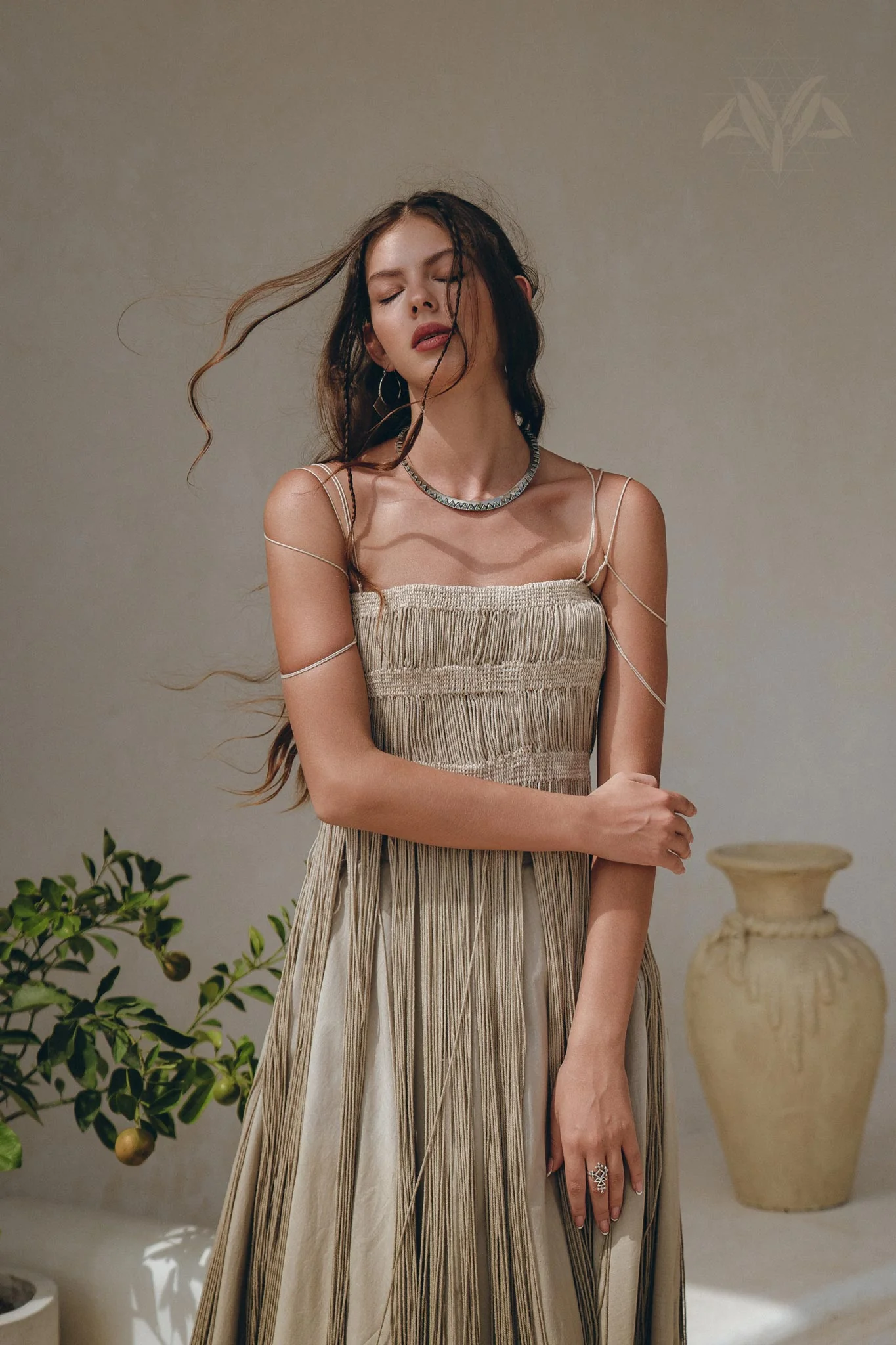 Sage Green Tribal Goddess Slip Over • Ethnic Handwoven Macrame Layer Up Sheer Net - Image 4