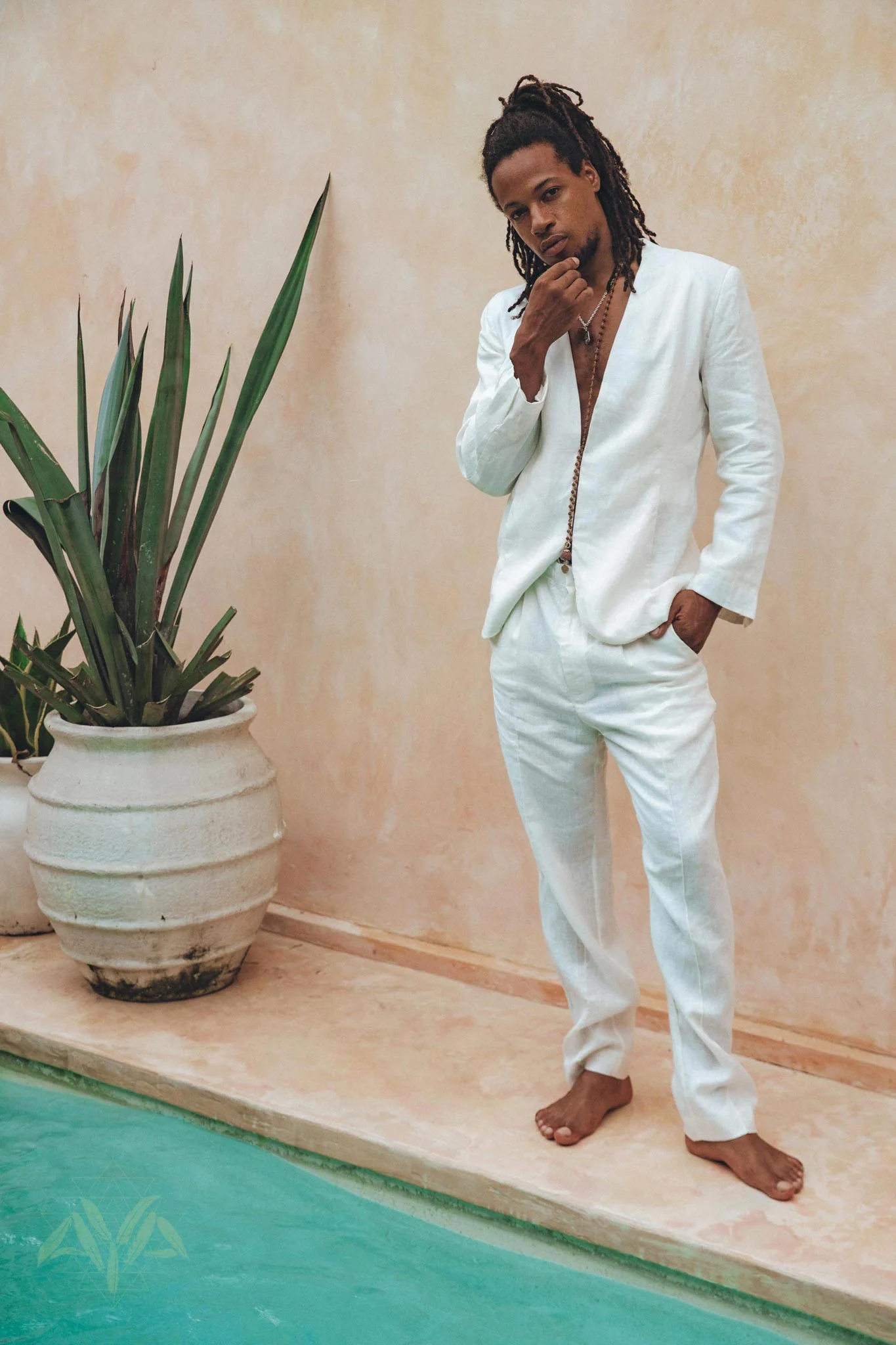 Men's Fine Linen Blazer | Off-White Botanical Dye Boho Suit Jacket - Image 10