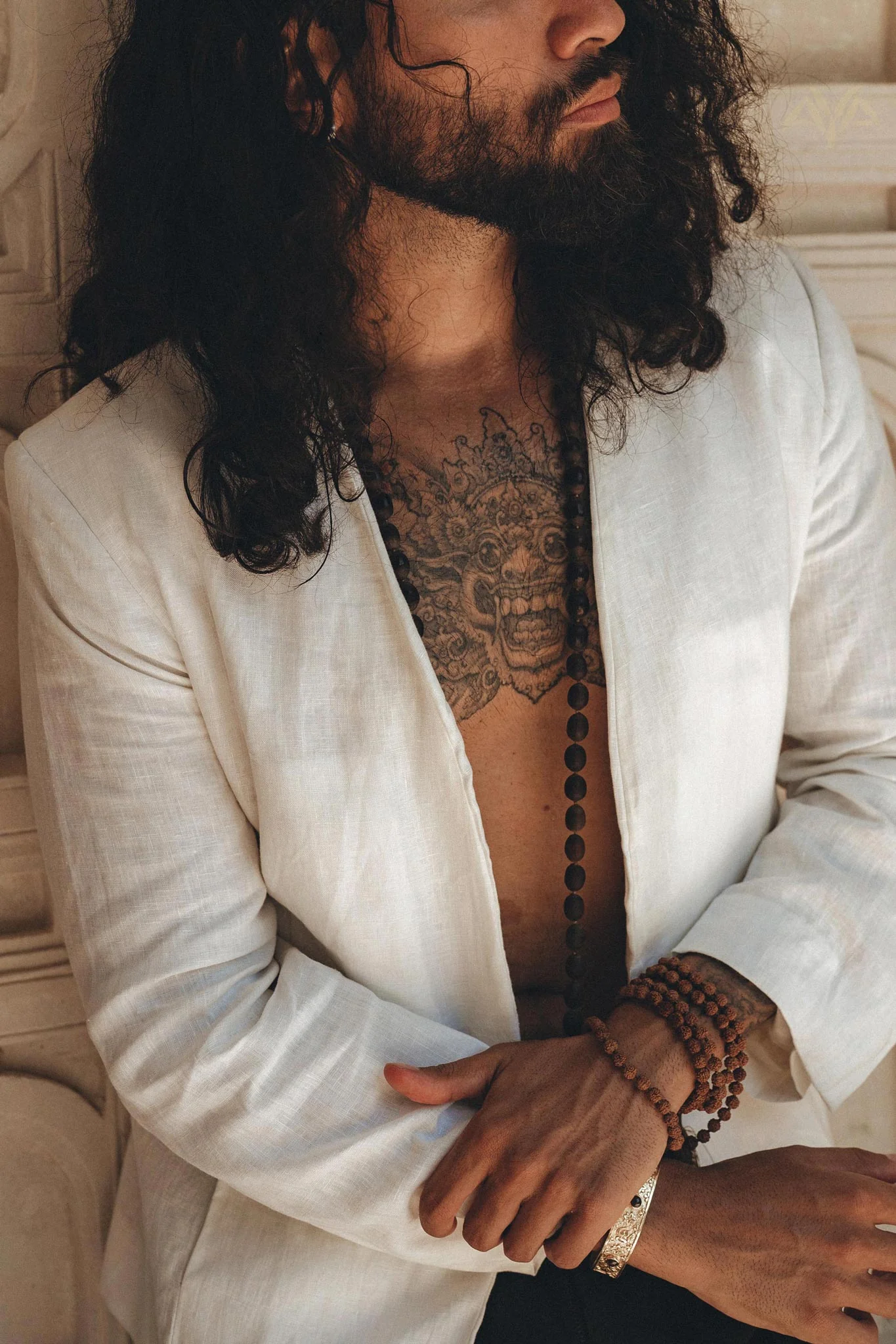 Men's Fine Linen Blazer | Off-White Botanical Dye Boho Suit Jacket - Image 4