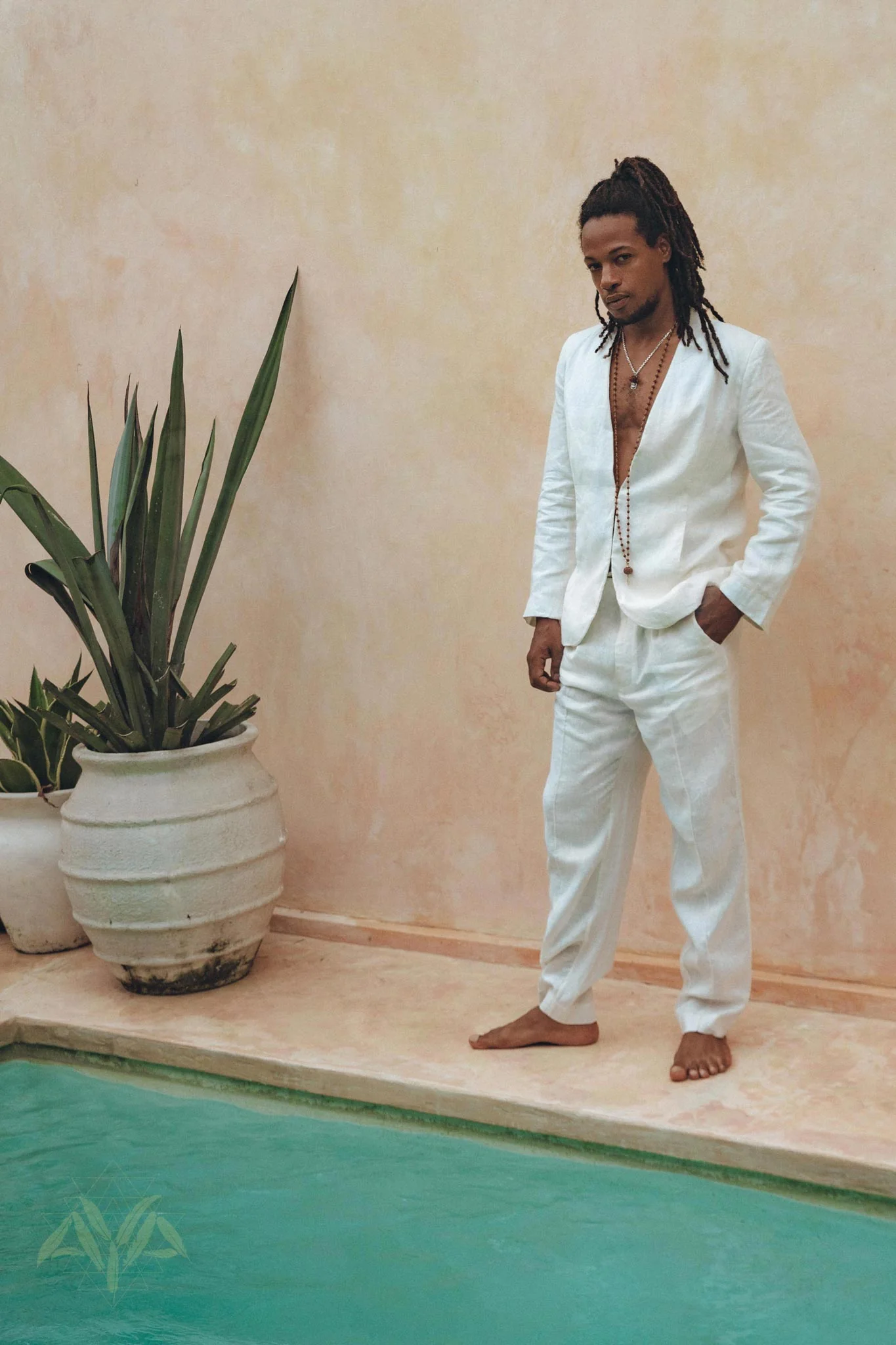 Men's Fine Linen Blazer | Off-White Botanical Dye Boho Suit Jacket - Image 6