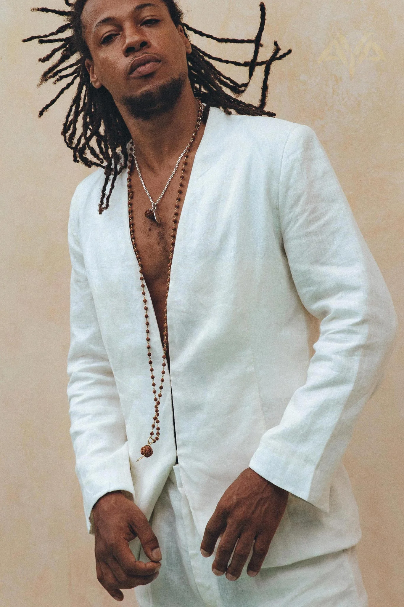 Men's Fine Linen Blazer | Off-White Botanical Dye Boho Suit Jacket - Image 7