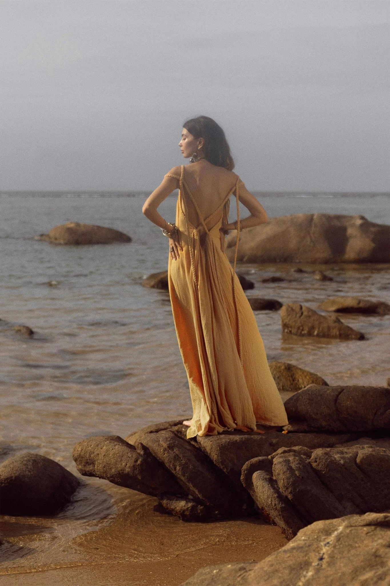 Yellow Gold Greek Goddess Prom Boho Dress - Image 10